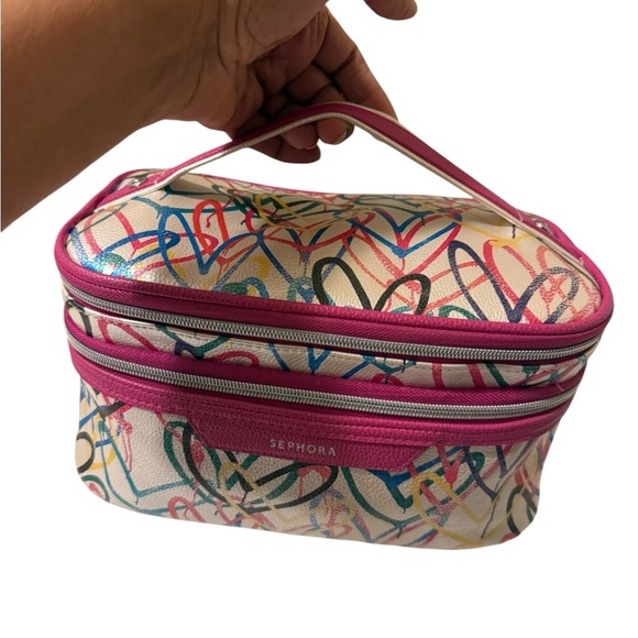 Sephora Multicolor large Cosmetic Bag,double zipper compartment good condition - Picture 5 of 14